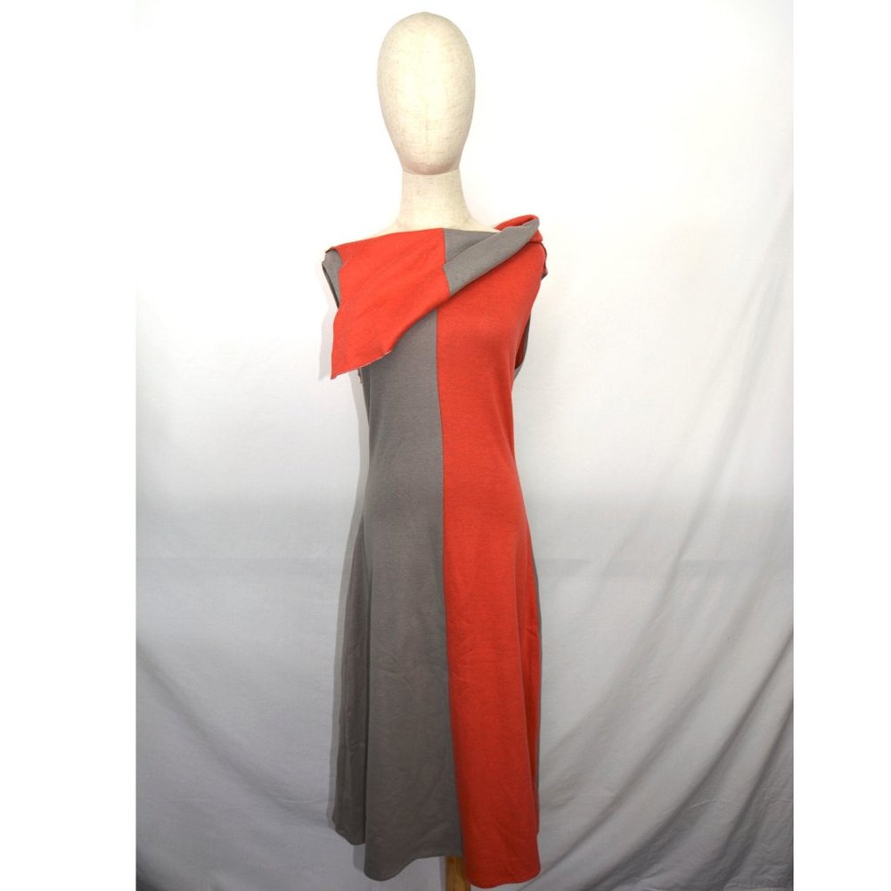 Like new Maya Epler handmade knit grey and coral dress, size S-M - Picture 4 of 14